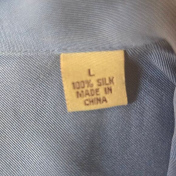 Tommy Bahama Mens Silk Collared Short Sleeve Button Up Camp Shirt Blue Large - Picture 4 of 12